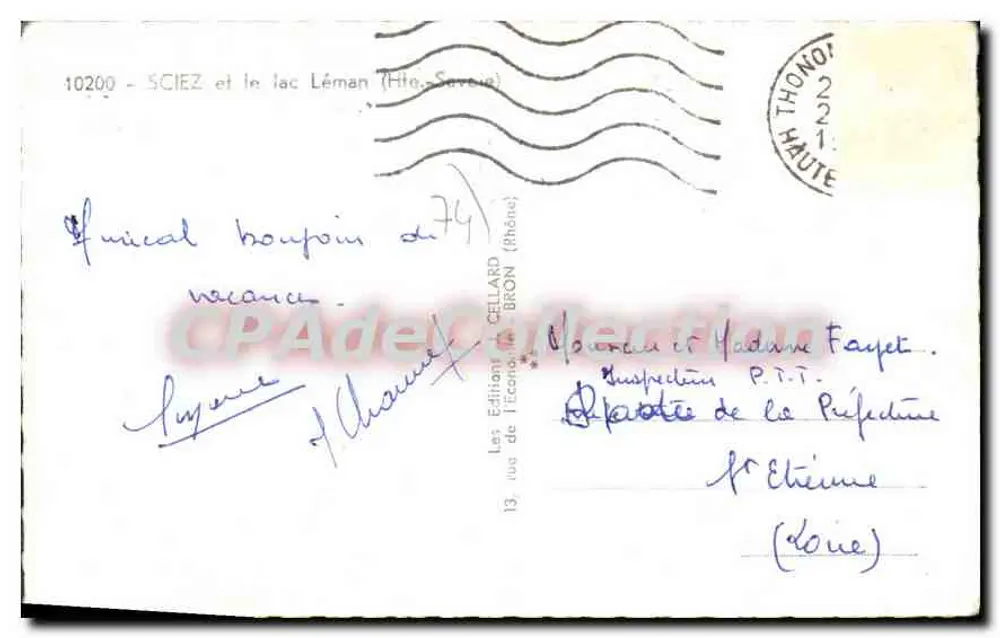Sciez i jezioro Léman — Haute-Savoie — Édition Cellaud Bron - Rewers