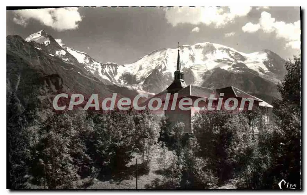 Kirche Saint-Nicolas-de-Véroce — Ansicht mit dem Miage-Dom im Hintergrund — Druckerei Combière, 74 - Vorderseite