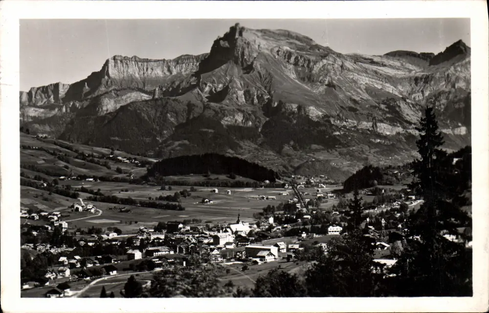 Alte Ansichtskarte, die den Ausblick vom Haubeau in Mégeve zeigt — Verlag L. WOOLRIDGE (Haute-Savoie), Nr. 33 - Vorderseite