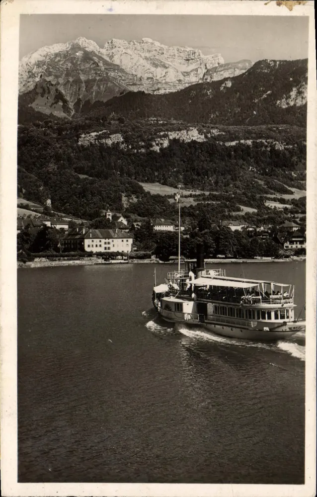 Dampfschiff auf dem Lac Léman — Mont Blanc im Hintergrund — Édition GIL, n°3 - Vorderseite