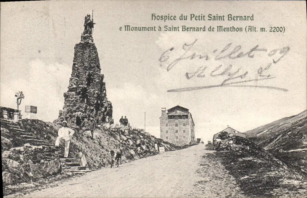 Hospice do Pequeno São Bernardo — Monumento a São Bernardo de Mentthon (Alt. m. 2200) — G. Modiano & Cie, Milão - Frente