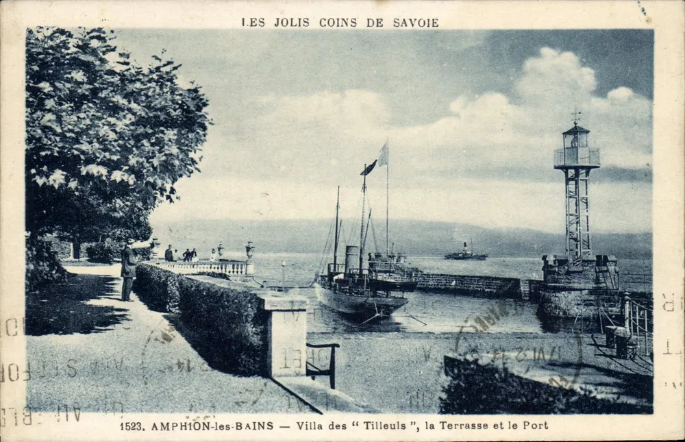 Amphion-les-Bains — Villa der "Tilleuls", die Terrasse und der Hafen — Les Jolis Coins de Savoie - Vorderseite