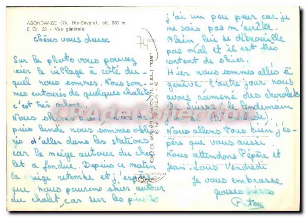 अबॉन्डैंस (74. हाट-सैवोय), सामान्य दृश्य — प्रकाशक CIM, संख्या 45 - पीछे