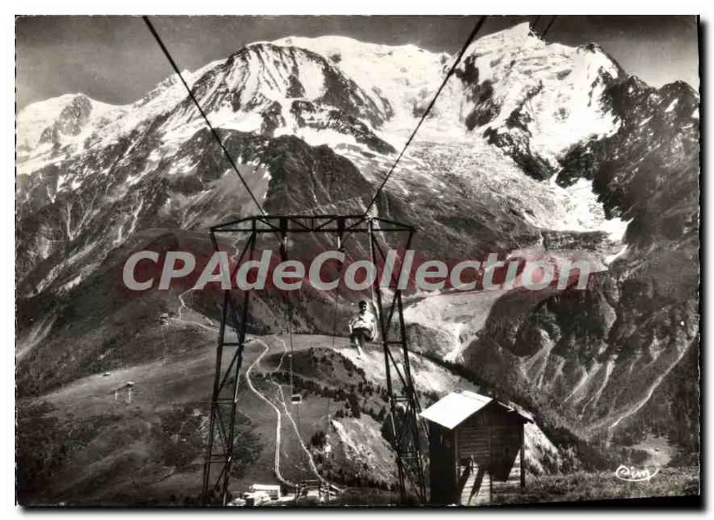 Col de Voza — Blick auf den Seilbahn und das Massiv des Léman — Vintage Postcard/Antike Ansichtskarte - Vorderseite