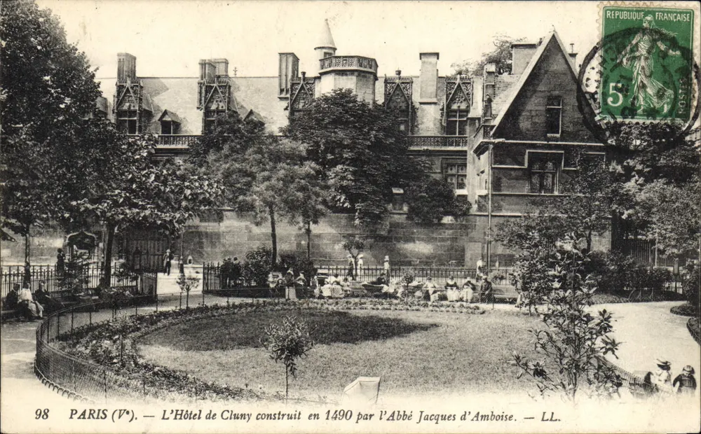 París (V°) — El Hotel de Cluny construido en 1490 por el Abad Jacques d'Amboise — LL. — N° 98 - Anverso