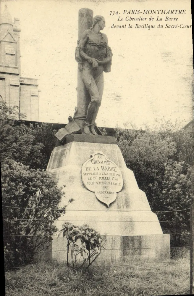 Paris-Montmartre — Le Chevalier de La Barre devant la Basilique du Sacré-Cœur — éditeur Duval, n° 734 - Recto