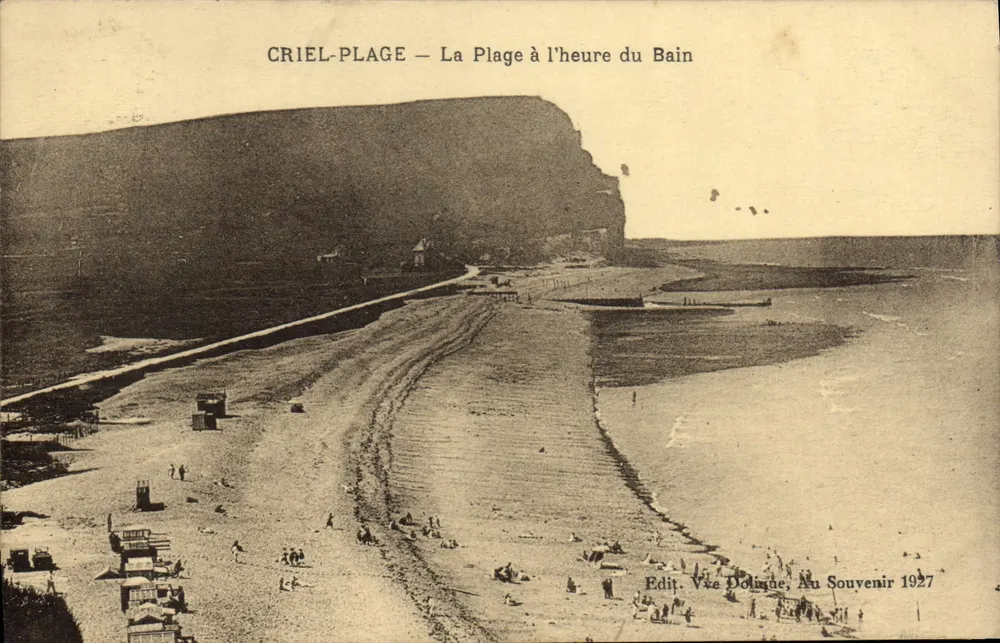 Criel-Plage — La Plage aan de tijd van het Bad — Edit. Vve Dolique, Au Souvenir 1927 - Voorkant