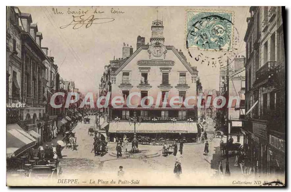 Dieppe — A Praça do Puits-Salé — Editor Albert, n°54 - Frente