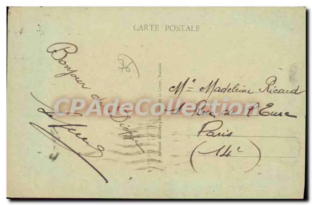 Dieppe - O Porto Anterior — Bilhete postal antigo n°39, editor Arnaud, Paris - Verso