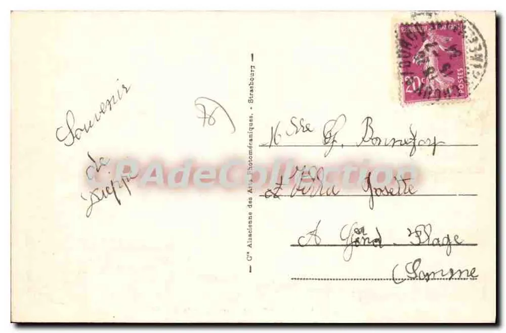 Dieppe - Les Arcades et le Marché — editor C° A. Alainacienne des Arts Photoméniqués, n° 314 - Verso