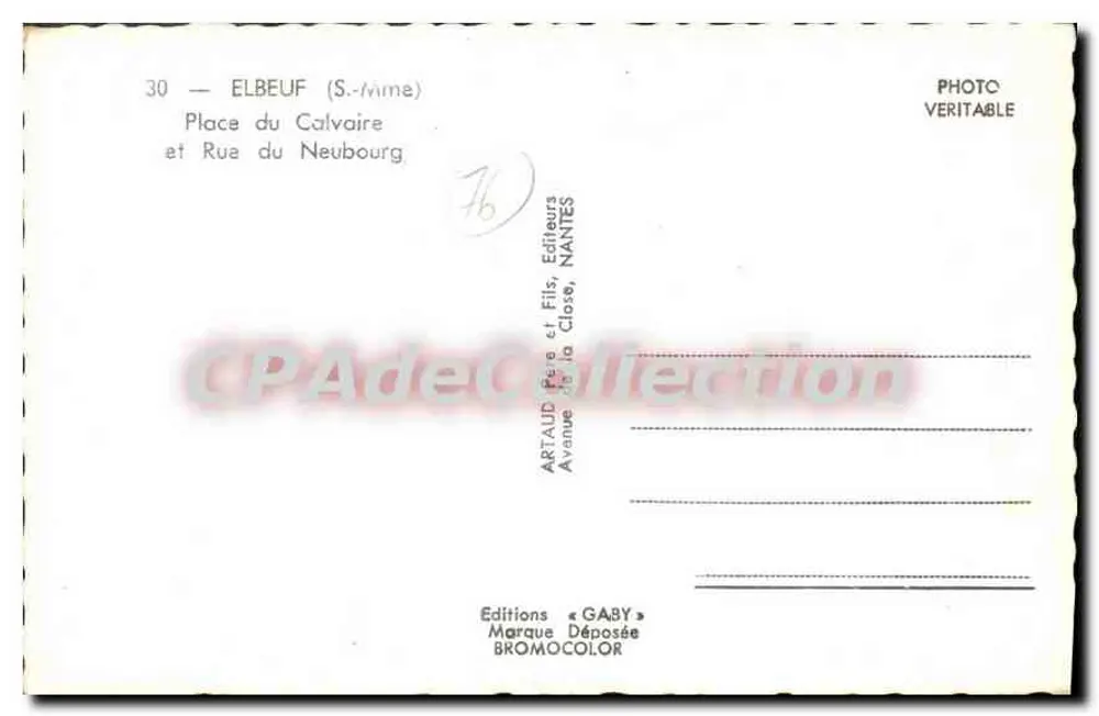 Elbeuf (S.-Nimie) — Place du Calvaire und Rue du Neubourg — Éditions Gaby - Rückseite