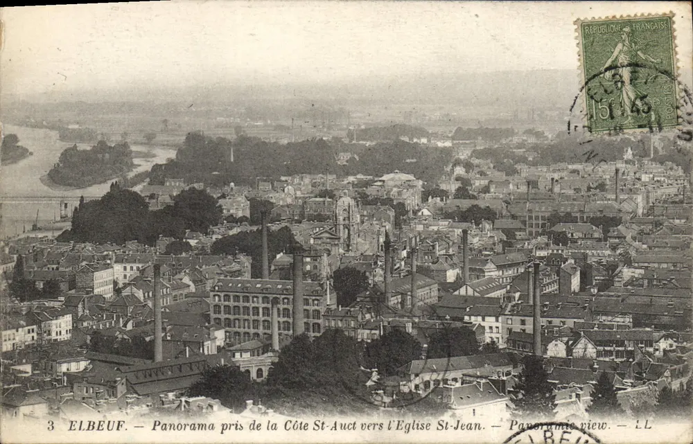 Elbeuf — Panorama scattato dalla Côte St-Auct verso la Chiesa di San Giovanni — LL - Recto