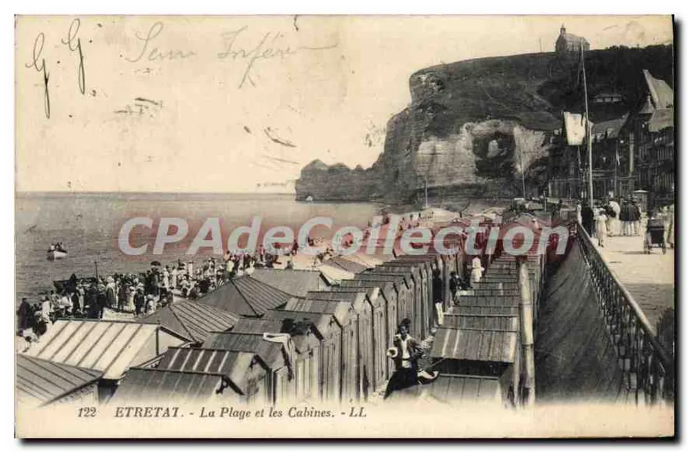 Etretat — Plaża i kabinki — L.L. n°122 - Awers