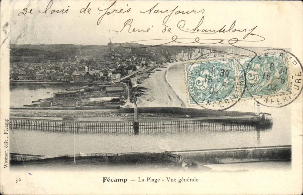 Fécamp — A Praia - Vista geral — Wasmer, editor, n°32 - Frente
