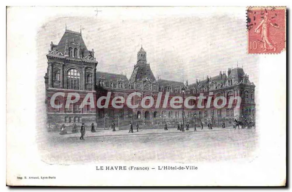 프랑스 레 Havre — 호텔 드 빌 — 임프레스 보나르, 리옹-파리 - 앞면
