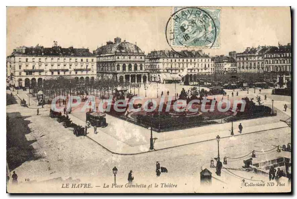 Le Havre — Place Gambetta und das Theater — Sammlung ND Phot - Vorderseite