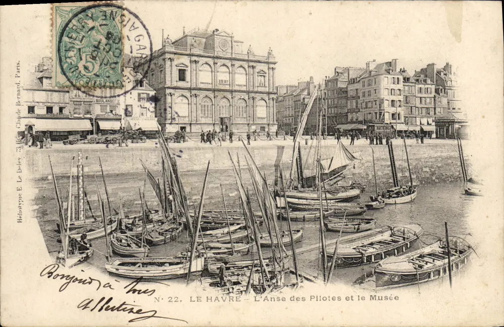 Le Havre — A Ense dos Pilotos e o Museu — Heliotype E. Le Doyen, Paris, N° 22 - Frente