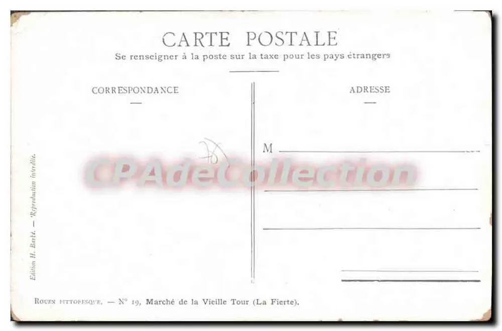 Mercado da Torre Velha — La Fierte — Edição H. Battu, N° 19 - Verso