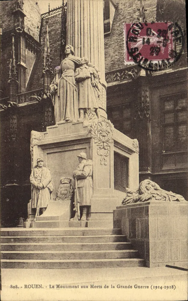 Rouen — Denkmal für die Gefallenen des Ersten Weltkriegs (1914-1918) — Ansichtskarte Nr. 808 - Vorderseite