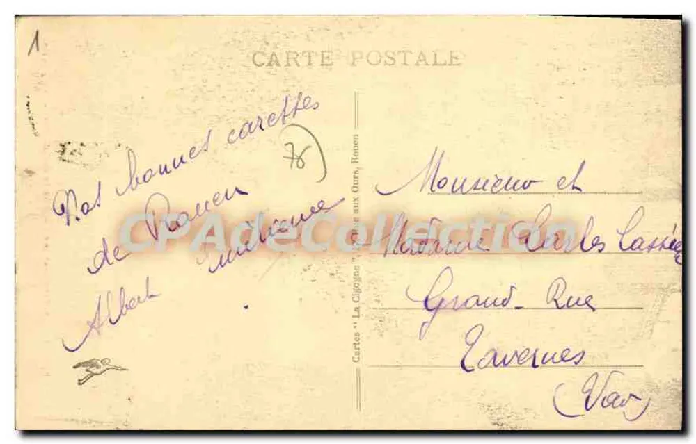 Rouen — Denkmal für die Gefallenen des Ersten Weltkriegs (1914-1918) — Ansichtskarte Nr. 808 - Rückseite