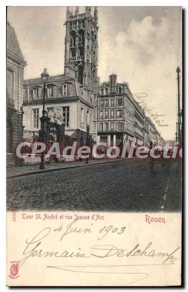 Torre de San Andrés y calle Jeanne d'Arc — Rouen — VARD - Anverso