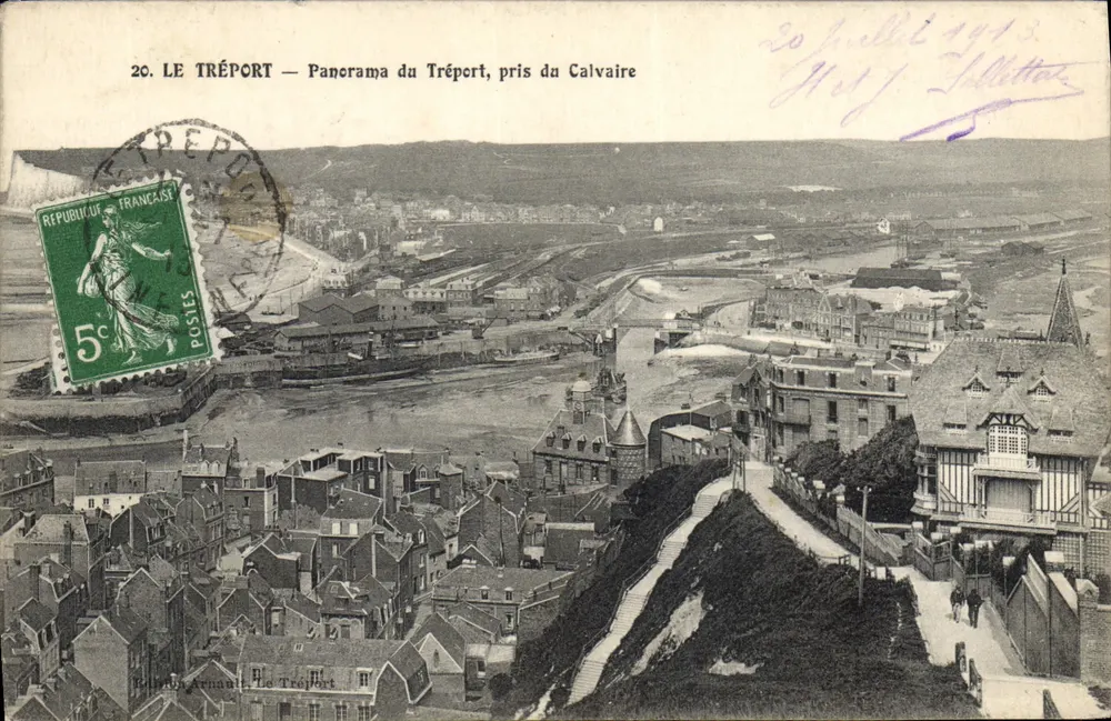 Le Tréport — Panorama von Le Tréport, aufgenommen vom Calvaire — Ausgabe Arnault, n°20 - Vorderseite