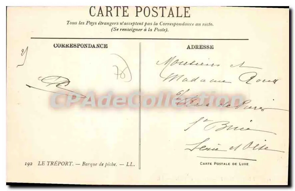 Le Tréport — Barco de Pesca — LL - Verso