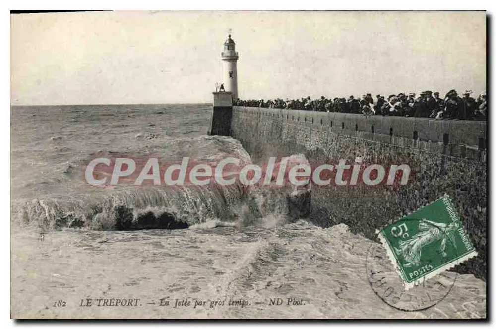 Le Tréport — A ponte em tempo de tempestade — ND Phot. - Frente