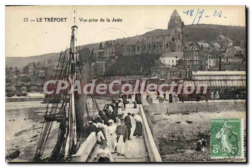 Le Tréport — Vista tirada da Pontão — Imprensa de Carta Postal - Frente