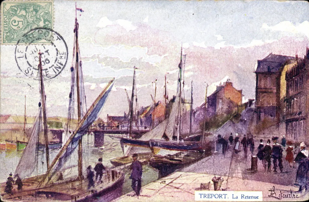 TREPORT. A Retenue — pintura de É. Jeuître - Frente