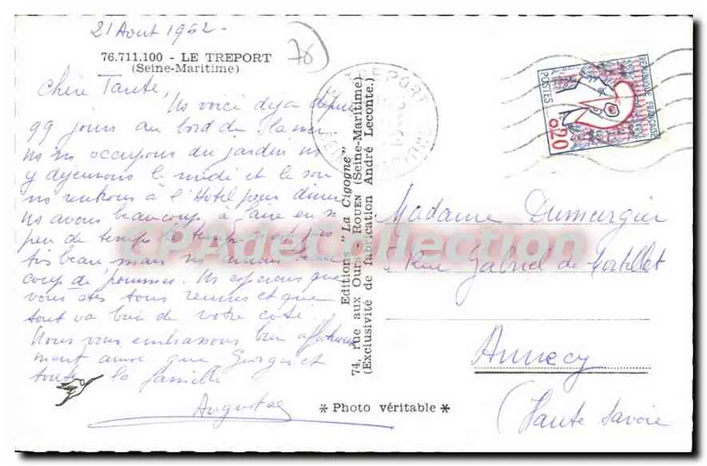 Le Tréport — widok portu i wybrzeża — Wydawnictwo 'La Cigogne' - Rewers