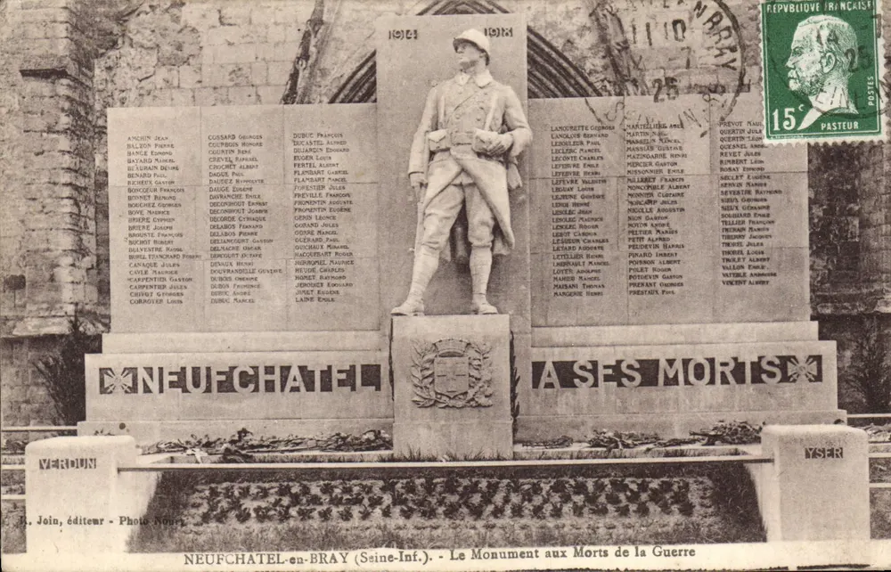 Neufchâtel-en-Bray — Monument aos Mortos da Guerra — editor R. Join - Frente