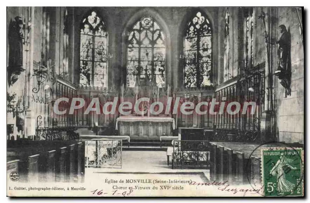Igreja de Monville (Seine-Inférieure) — Nave e Vidros do Século XVI — I. Guittet, fotógrafo-editor, em Monville - Frente