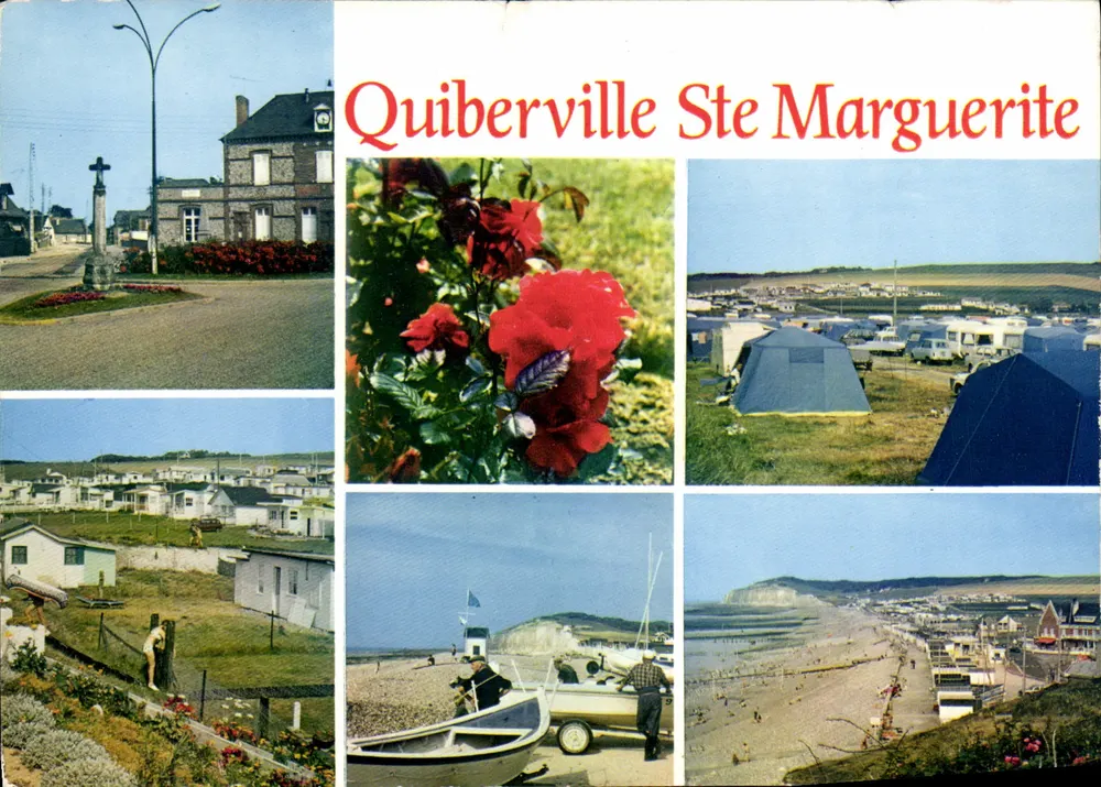 Quiberville Ste Marguerite — vista da cidade, flores, acampamento, praia e falésias — Edições J. Kettler - Frente