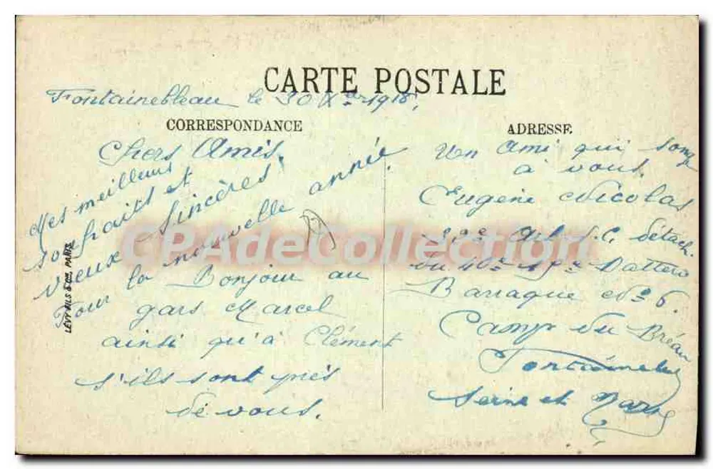 Fontainebleau — La Grande Rue — N.C. — Buoni auguri 1919 - Verso
