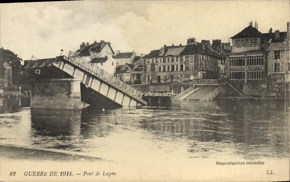 Ponte de Lagny — Guerra de 1914 — Editor LL, n° 82 - Frente