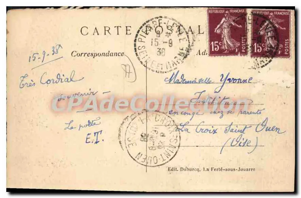 Meaux sob Luís XIV — vista histórica — Ed. Duburcq, La Ferté-sous-Jouarre - Verso