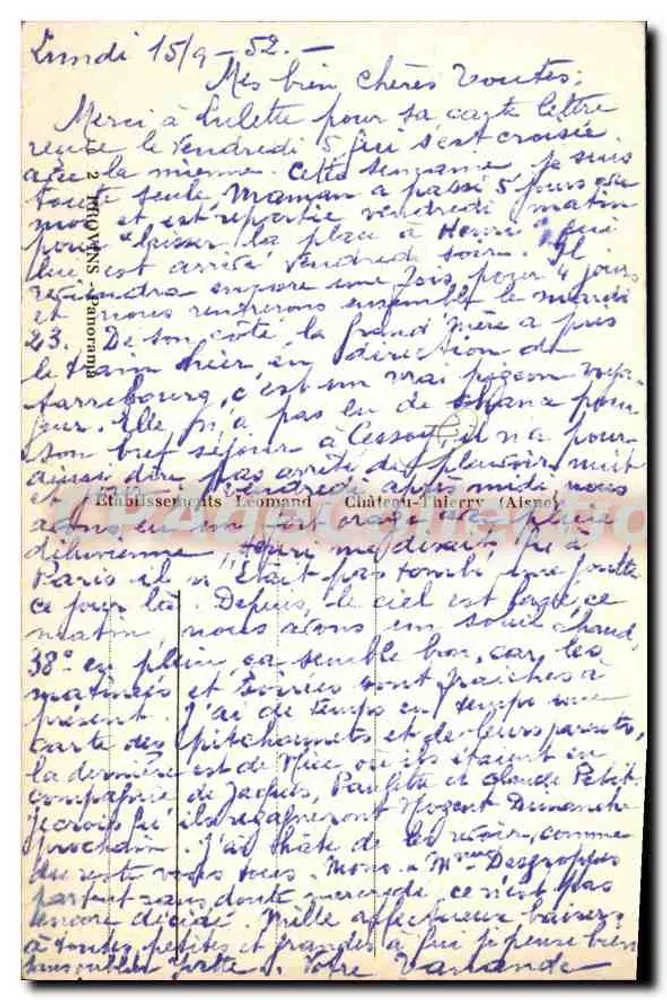 Vista de Château-Thierry — editor CPAdeCollection, número de série não visível - Verso