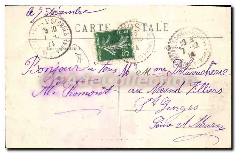 Montceaux-les-Provins — Innenansicht der von den Bomben beschädigten Farm VILLEBION — M. Bouchet, Besitzer — Antike Ansichtskarte n°20 - Rückseite