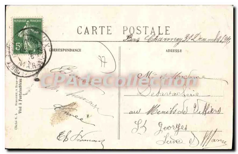 Monticeaux-les-Provins — Ruinen der Farm Villebion nach dem Bombardement im September 1914 — unbekannter Verlag, n° 21 - Rückseite