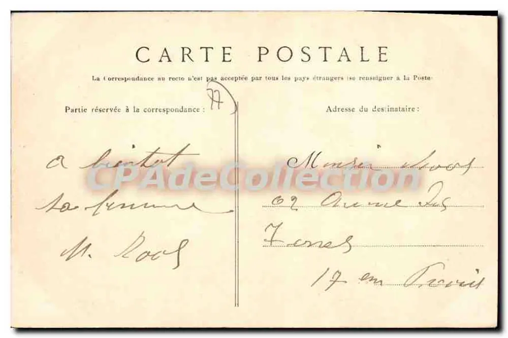 Thomery — Castelo da Rivière — Editor Le Mexardo, Fontainebleau - Verso