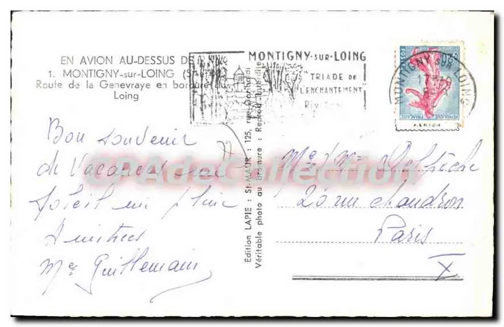 Montigny-sur-Loing — Vista aérea — Edição LAPIE - Verso