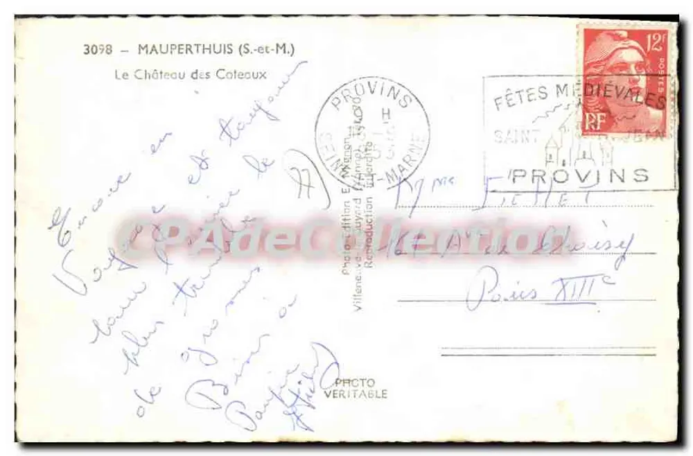 O Castelo dos Coteaux — Mauperthuis (S.-et-M.) — Editor E. Mignon - Verso