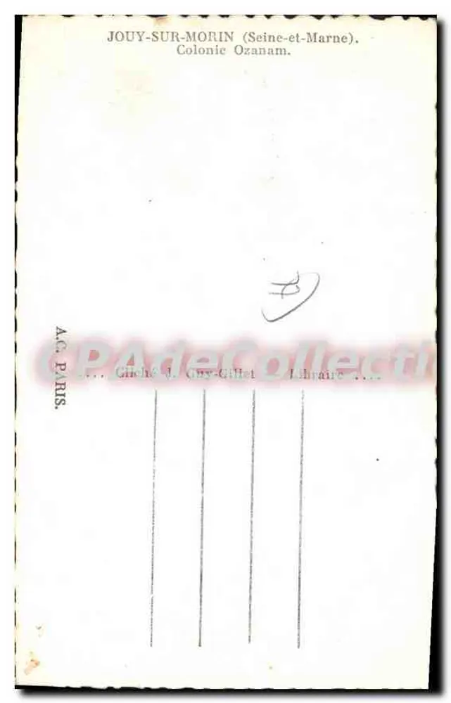 Jouy-sur-Morin — Kolonie Ozanam — Verlag AC. PARIS - Rückseite