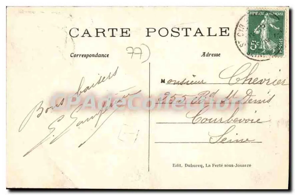 Lauviroins de la Ferté-sous-Jouarre — Chemin des prés à Biercy — Edit. Duhurecq - Verso