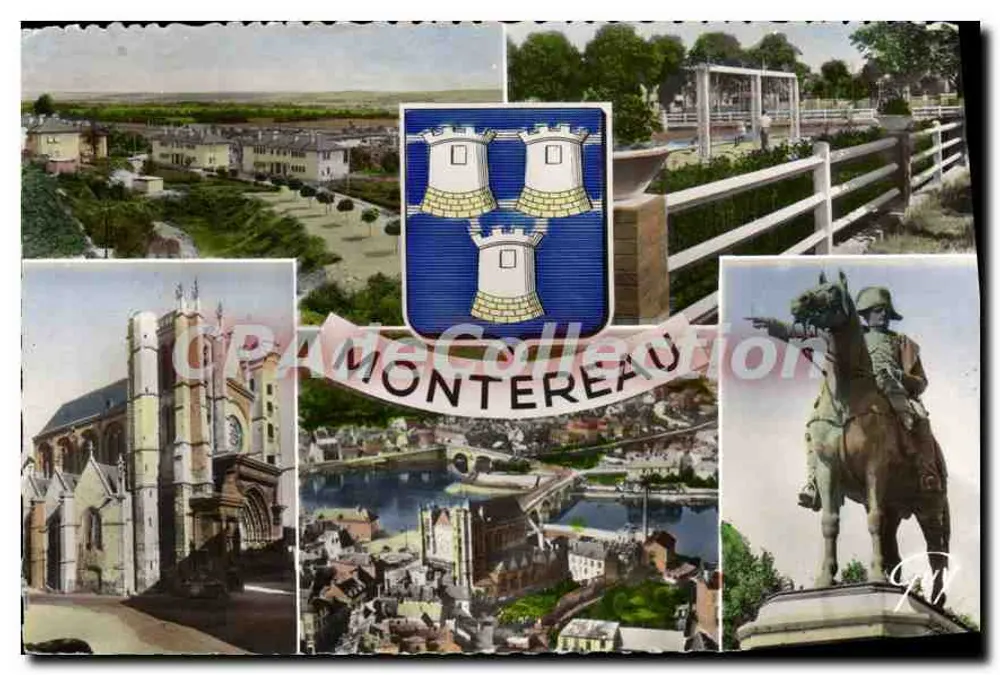 Montereau — Panoramablick und Denkmäler — Kunstausgabe 'GUY' Nr. 4123 - Vorderseite