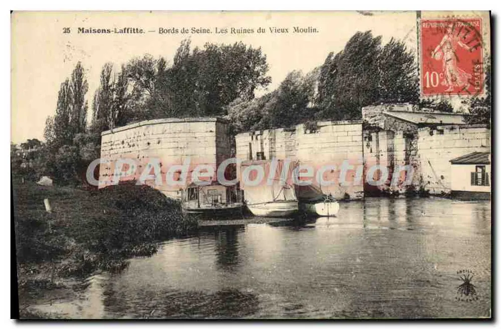 Maisons-Laffitte — Ufer der Seine. Die Ruinen des alten Mühlen — Verleger Lévy, n°25 - Vorderseite