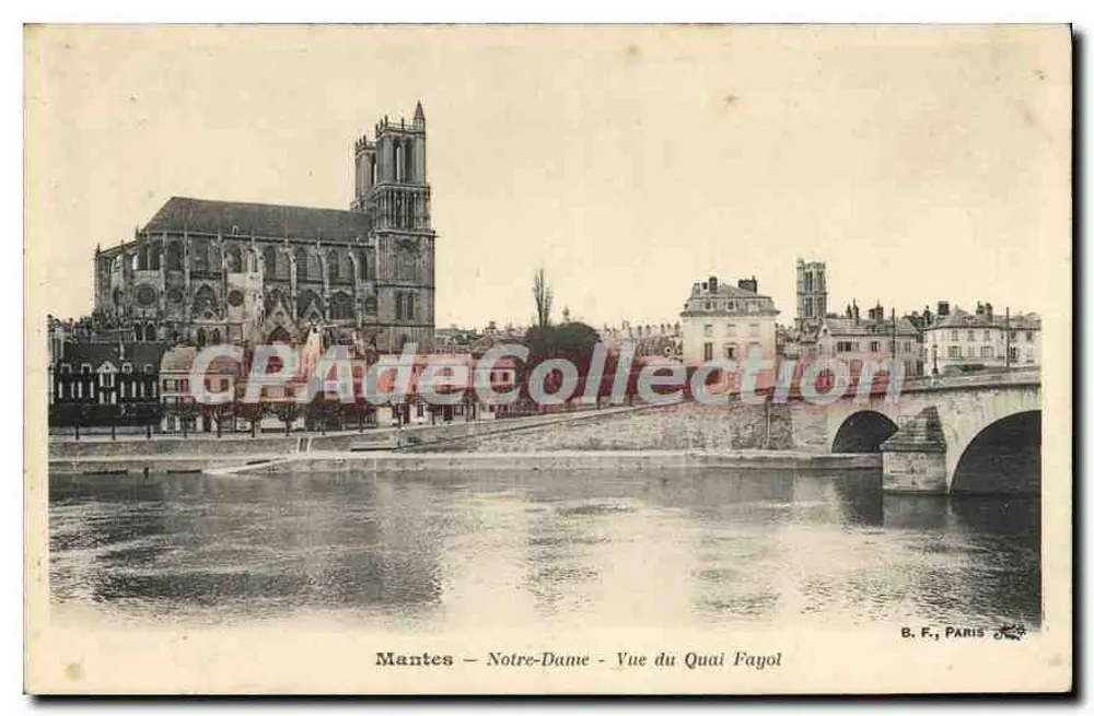Mantes — Notre-Dame — Ansicht des Quais Fayol — B. F., Paris - Vorderseite