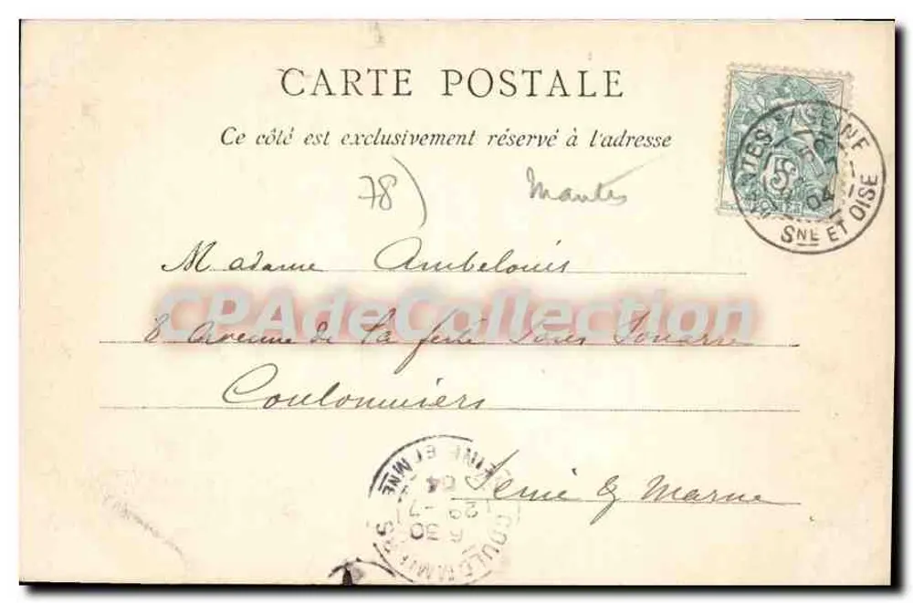 MANTES — Torre Saint-Maclou — C. P. A. — A. COTTENEAU, Mantes - Verso