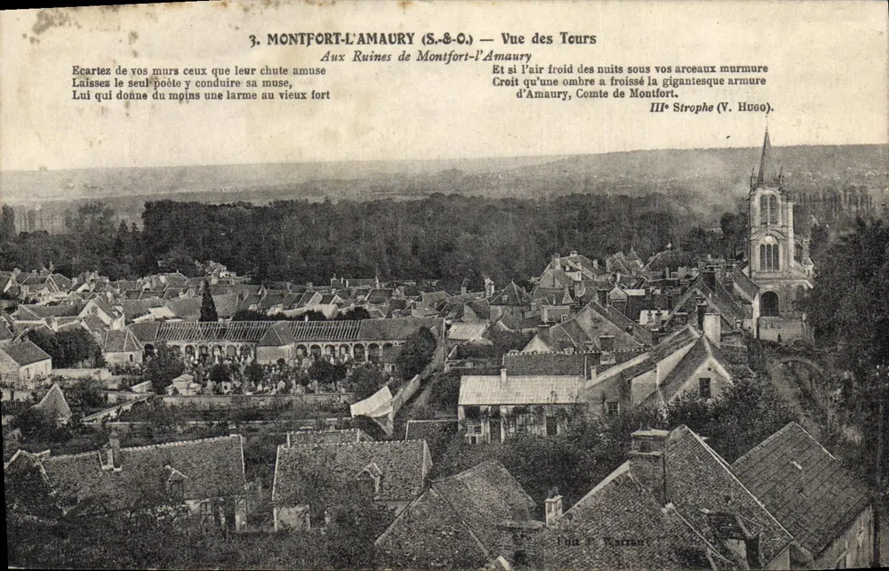 Montfort-l'Amaury (S.-&-O.) — Vue des Tours — Aux Ruines de Montfort-l'Amaury - Recto